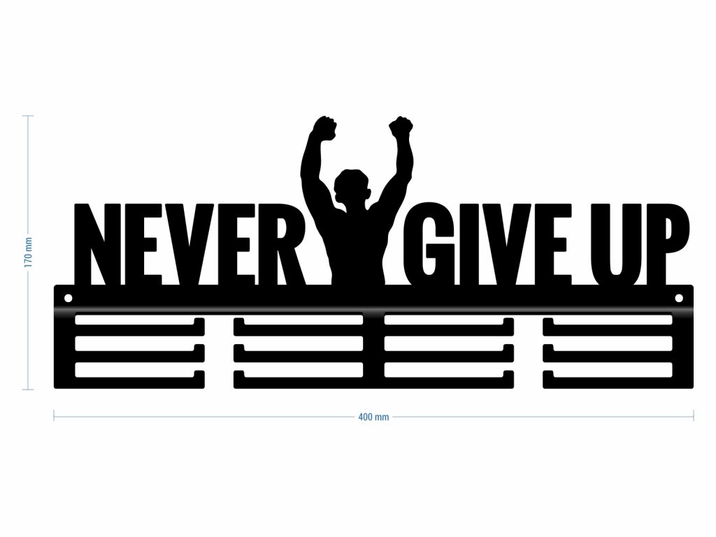 Wieszak na medale Never Give Up 2 40 cm - obrazek 3