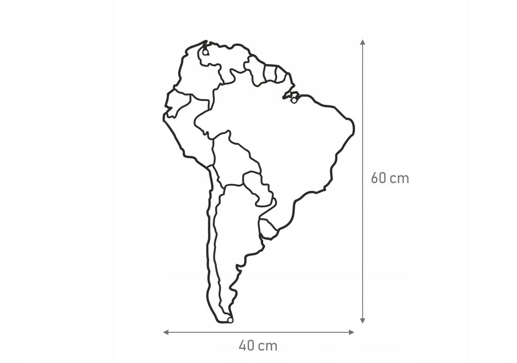 Metalowa mapa Ameryki Południowej DES044 60 cm - obrazek 2