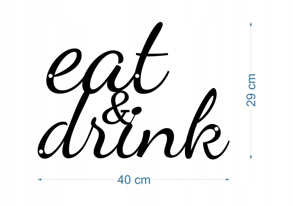 Napis metalowy Eat&drink 40 cm - obrazek 2