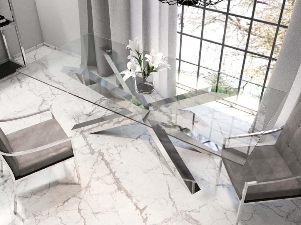 Noga do stołu pod blat szklany Pająk Heavy Chrom L - obrazek 3