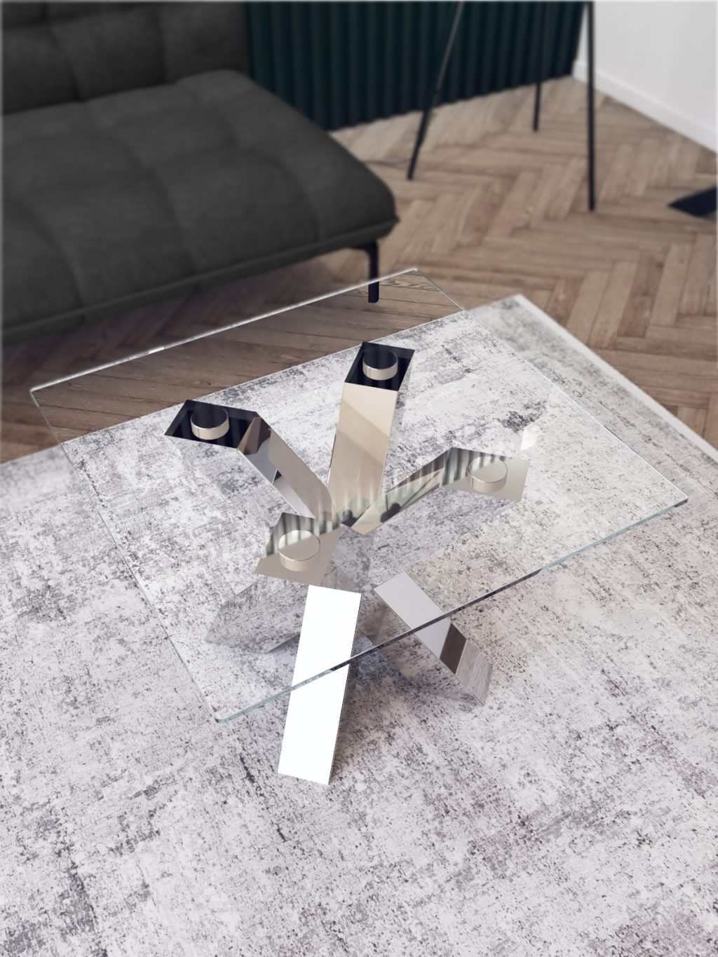 Noga do stolika pod blat szklany Pająk Heavy Chrom S - obrazek 3