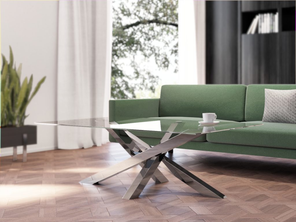 Noga ze stali nierdzewnej do stolika pod blat szklany Mediolan L - obrazek 3