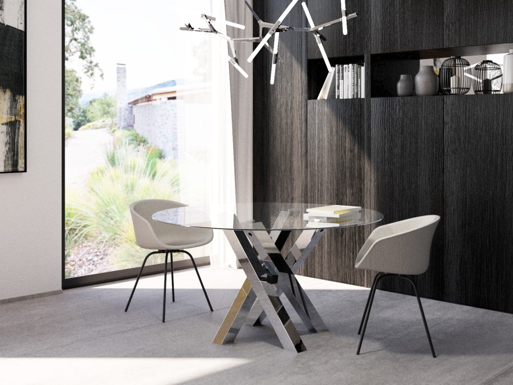 Podstawa ze stali nierdzewnej do blatu szklanego Mediolan Chrom S - obrazek 4