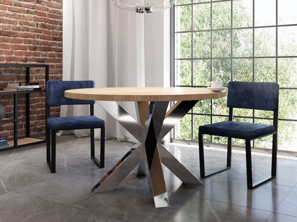 Noga do stołu ze stali nierdzewnej chrom Pająk Heavy S - obrazek 3