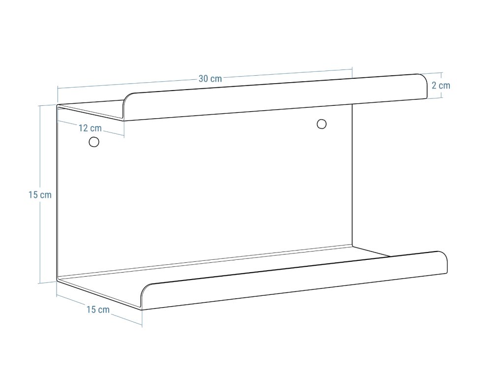Podwójna metalowa półka ścienna Bilevel 30 cm - obrazek 4