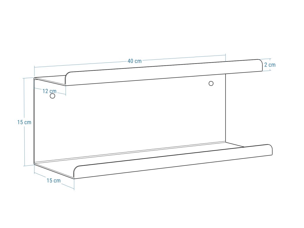 Podwójna metalowa półka ścienna Bilevel 40 cm - obrazek 4