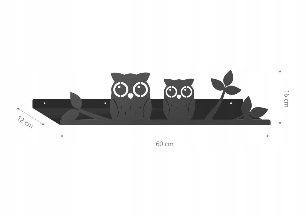 Półka ścienna metalowa Sowy POL030 60 cm - obrazek 2