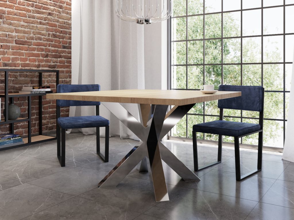 Kwadratowy Stół Pająk Heavy Chrom 120x120cm - obrazek 2