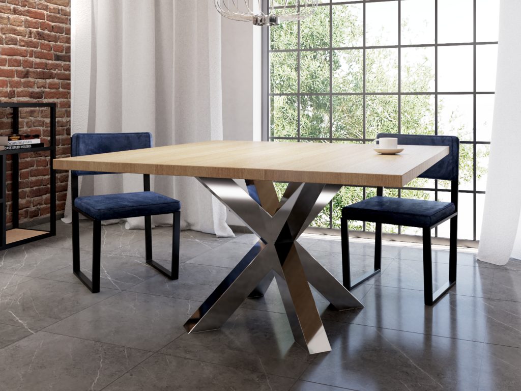 Kwadratowy Stół Pająk Heavy Chrom 140x140cm - obrazek 2