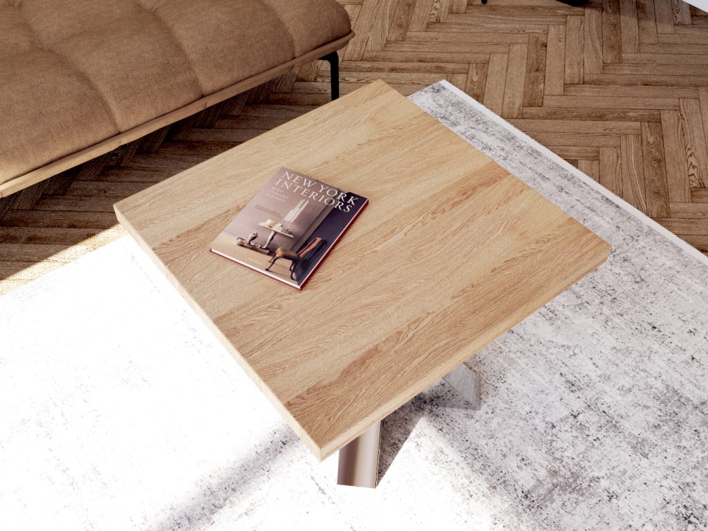 Kwadratowy Stolik Pająk heavy chrom 60x60cm - obrazek 2