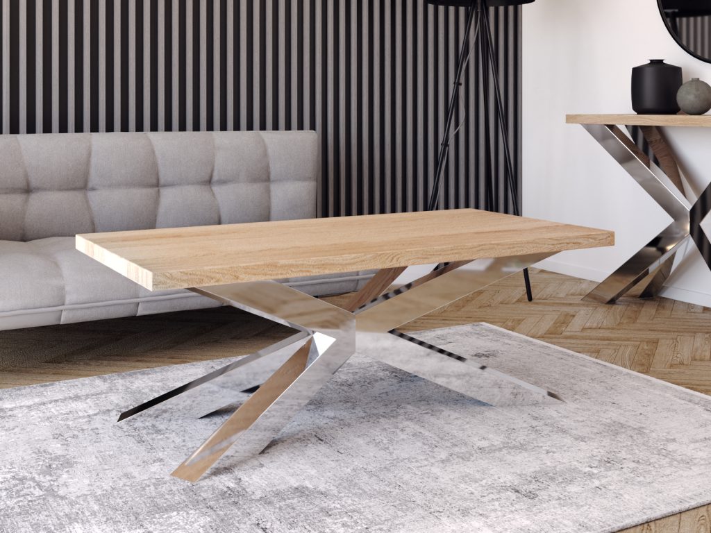 Stolik Pająk Heavy chrom 70x130cm - obrazek 2