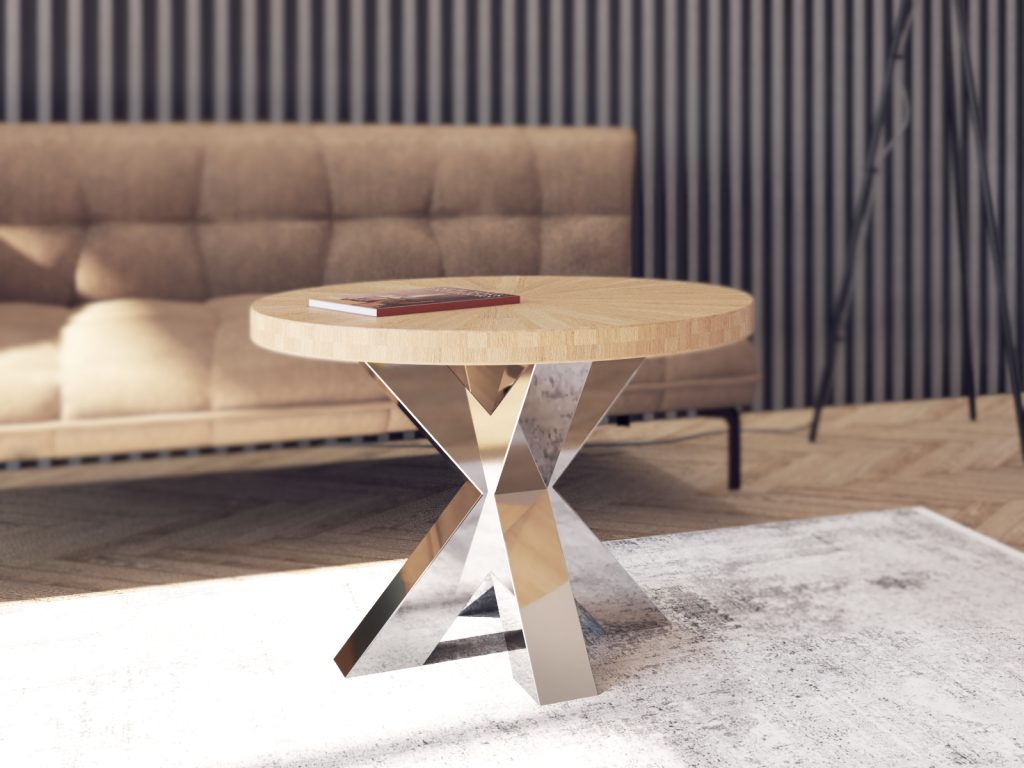 Okrągły Stolik Pająk Heavy chrom średnica 70cm - obrazek 2