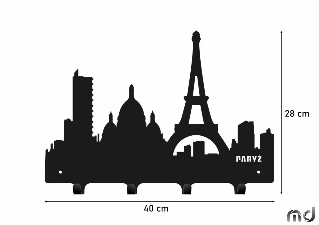 Wieszak metalowy miasto Paryż 40 cm - obrazek 3