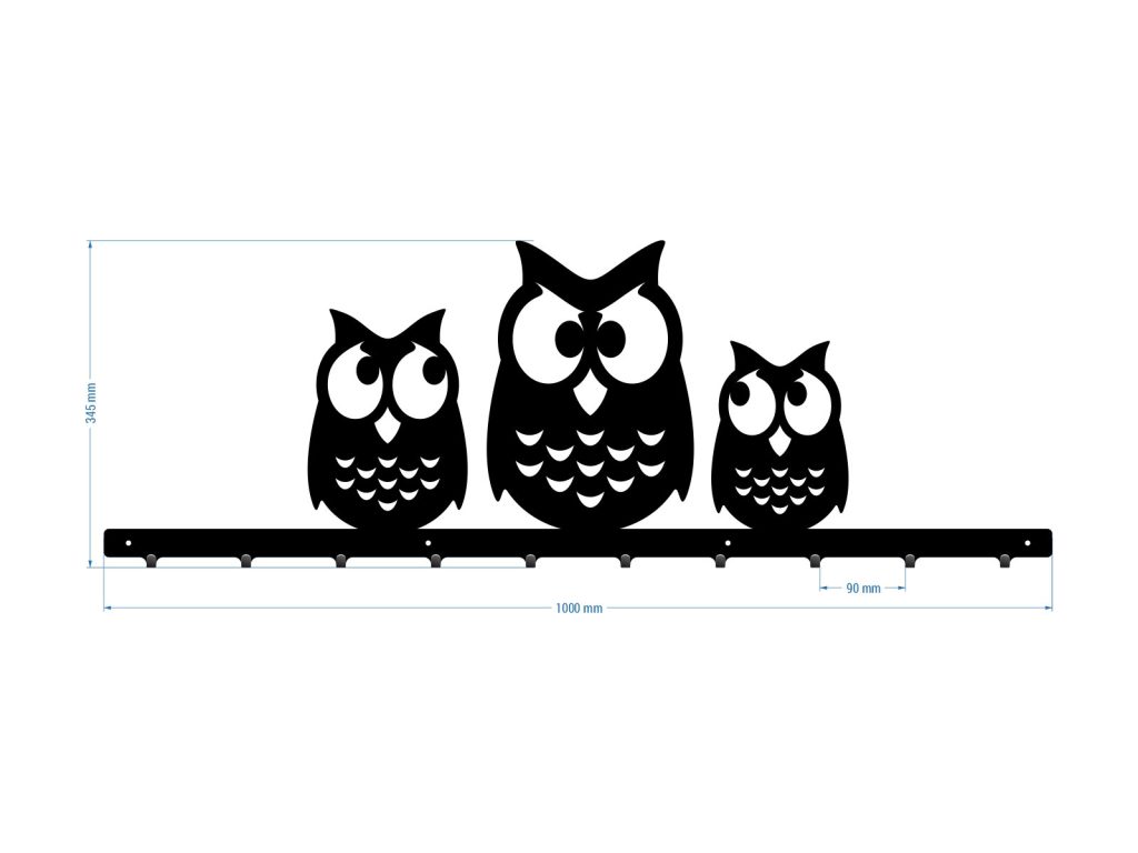 Długi wieszak do przedpokoju Sowy 100 cm - obrazek 3