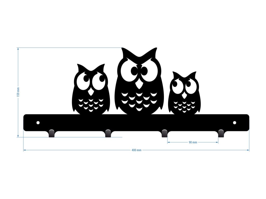 Krótki wieszak do przedpokoju Sowy 40 cm - obrazek 3