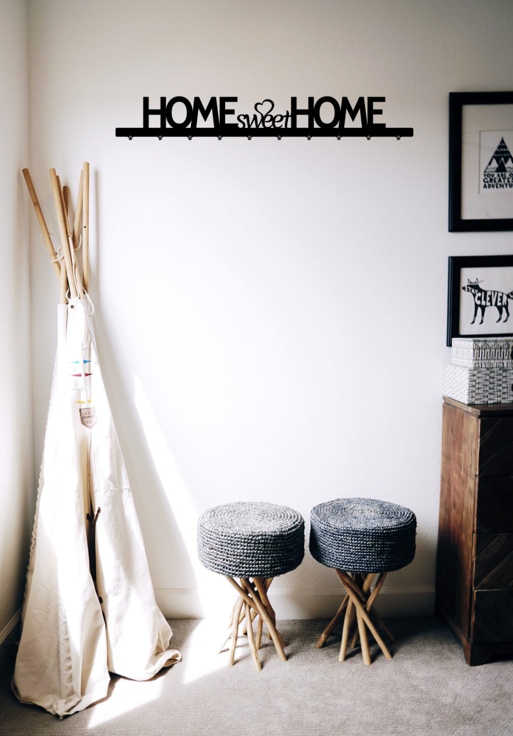 Długi wieszak na kurtki Home sweet home 100 cm - obrazek 2