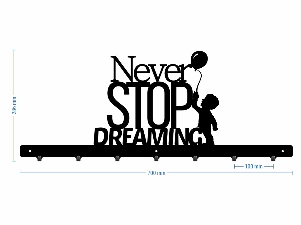 Wieszak ścienny Never stop dreaming 70 cm - obrazek 3