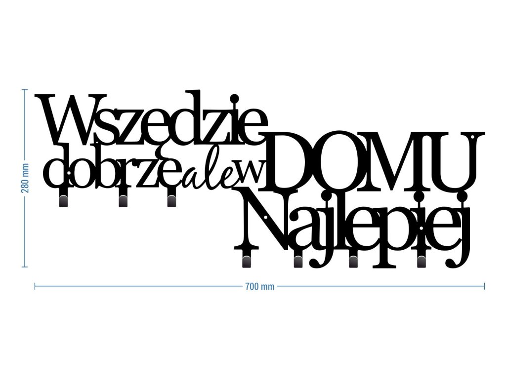 Wieszak metalowy na ubrania Wszędzie dobrze 70 cm - obrazek 2