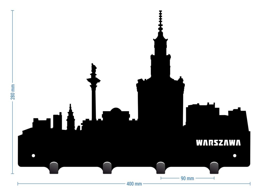 Wieszak metalowy miasto Warszawa  40 cm - obrazek 2