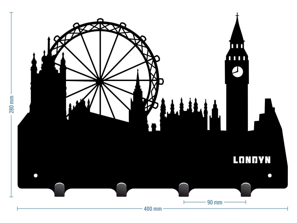 Wieszak metalowy miasto Londyn 40 cm - obrazek 3