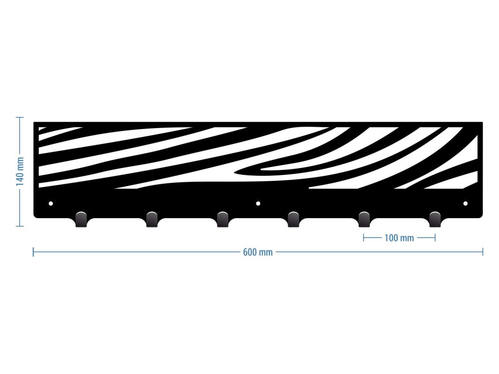 Wieszak metalowy ścienny Zebra 60 cm - obrazek 2