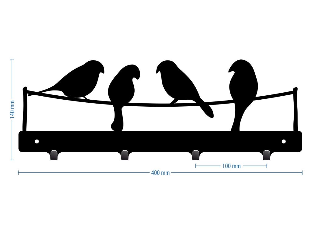 Krótki wieszak do przedpokoju Ptaki 40 cm - obrazek 2