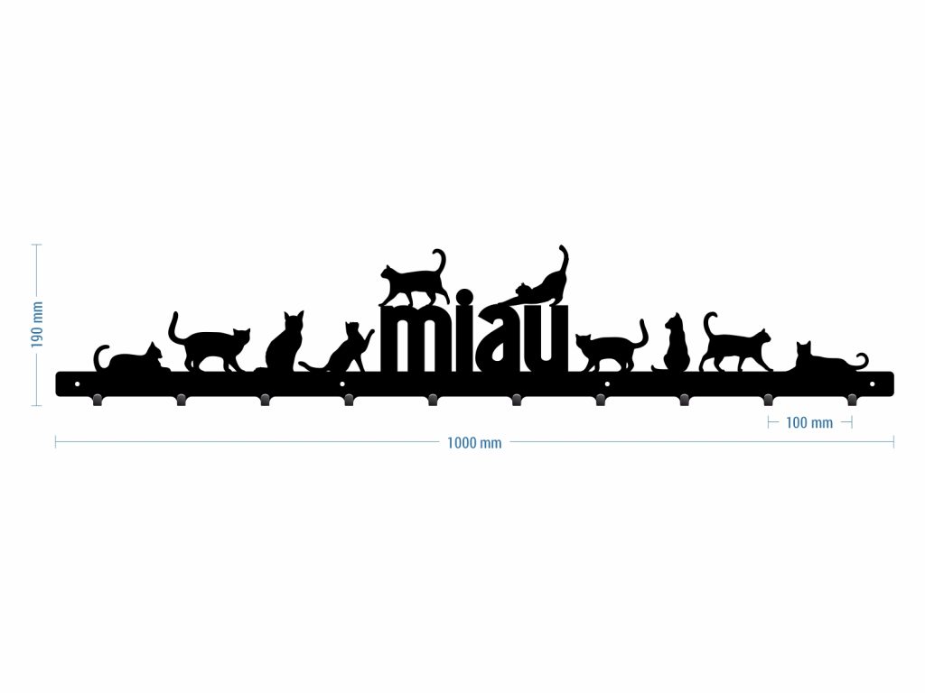 Długi wieszak metalowy na ubrania Kotki 100 cm - obrazek 3