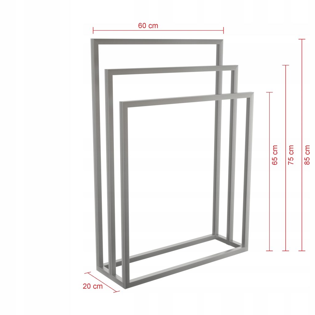 Wieszak na ręczniki potrójny stojący szlif M - obrazek 2