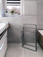 Wieszak na ręczniki potrójny stojący chrom S - obrazek 3