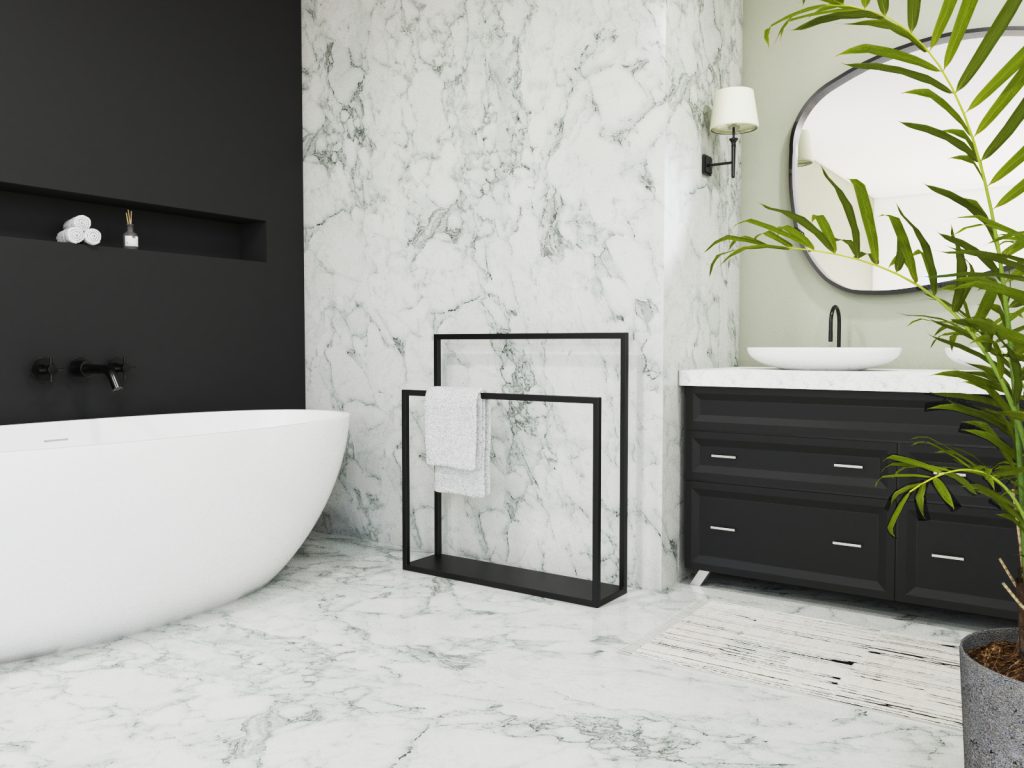 Wieszak na ręczniki stojący metalowy L - obrazek 3