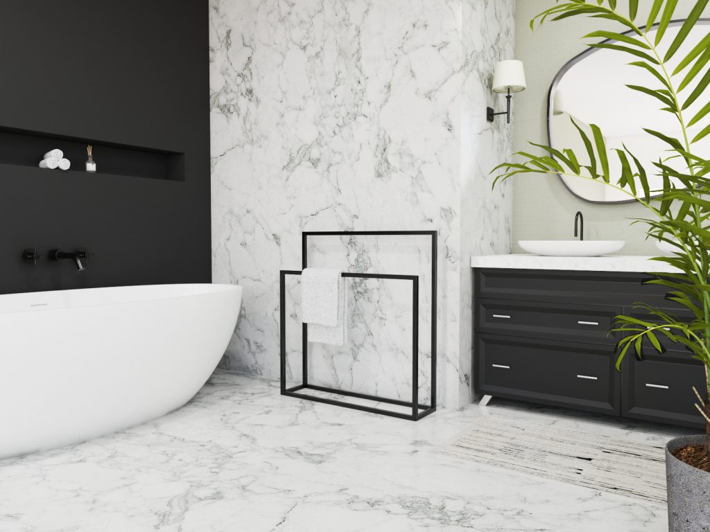 Wieszak na ręczniki stojący metalowy B L - obrazek 3