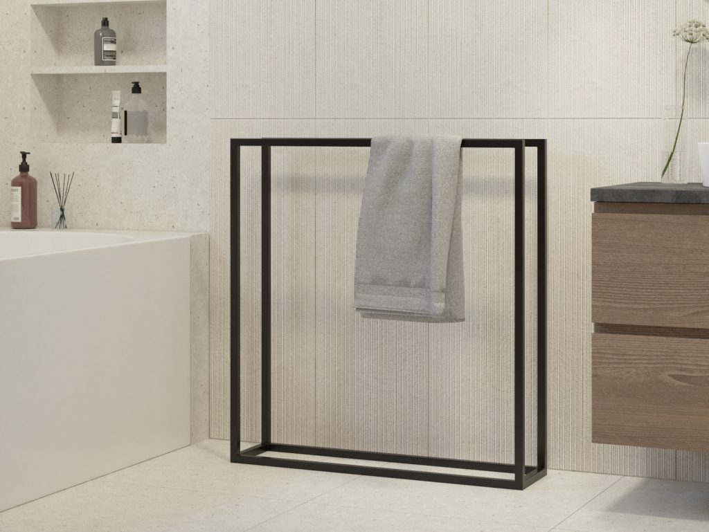 Wieszak na ręczniki stojący metalowy podwójny Horizon L - obrazek 2