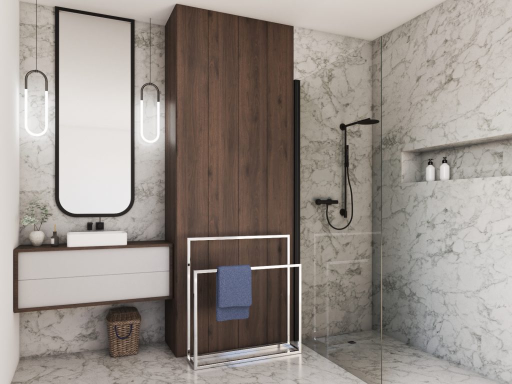 Wieszak na ręczniki stojący stal nierdzewna chrom L - obrazek 3