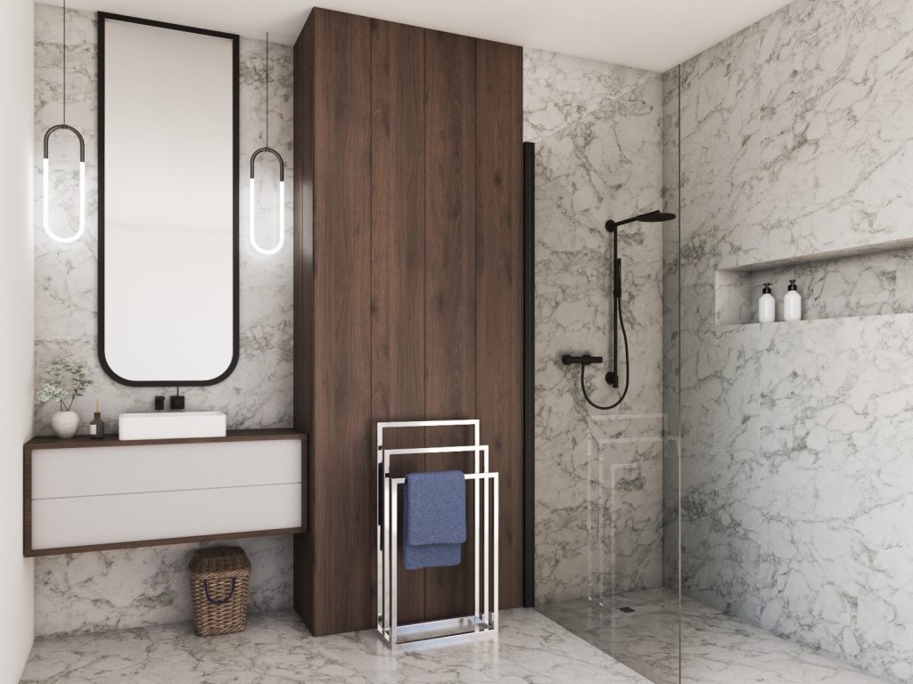 Wieszak na ręczniki potrójny stojący chrom S - obrazek 4