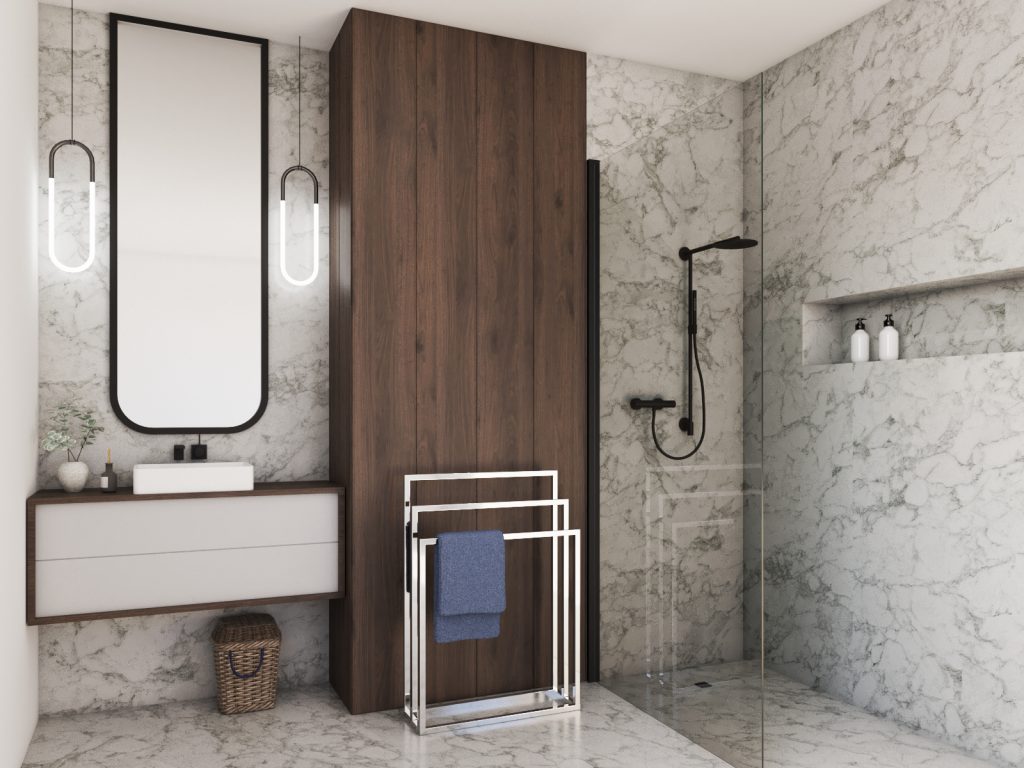 Wieszak na ręczniki potrójny stojący chrom M - obrazek 3