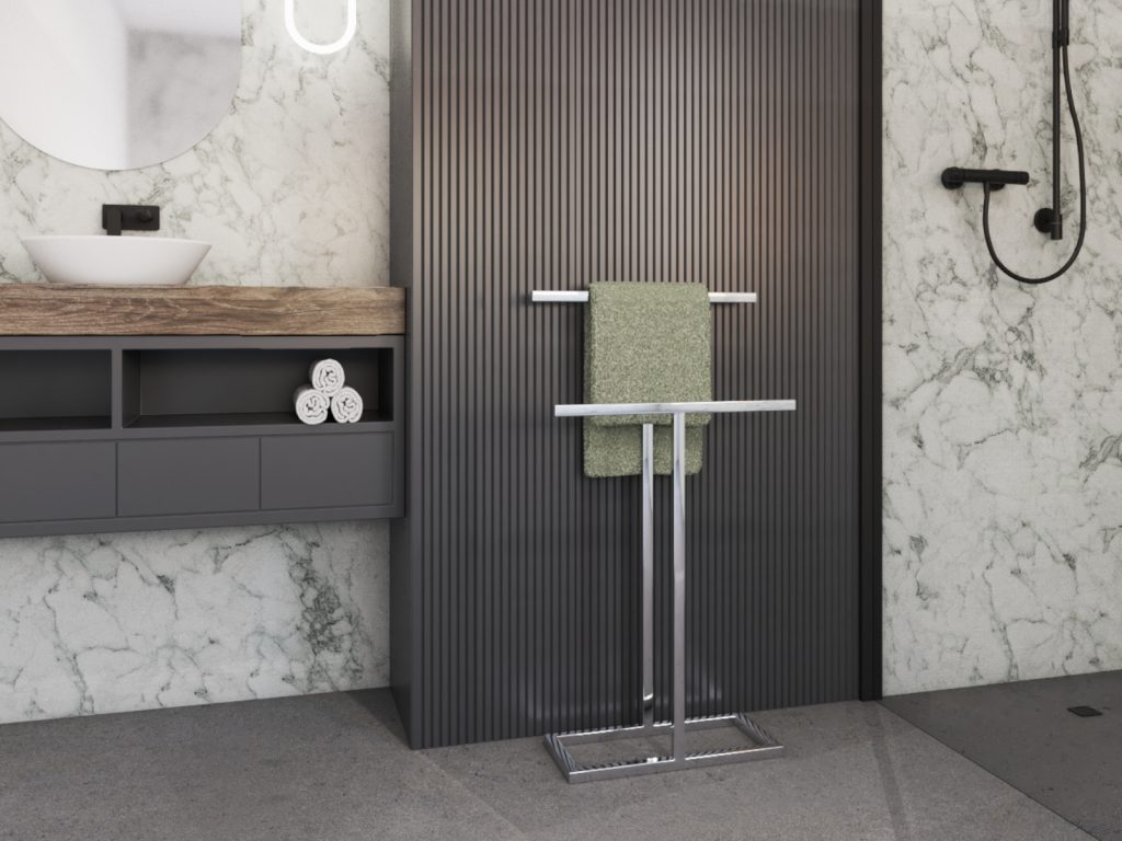 Wieszak na ręczniki T stojący stal nierdzewna chrom S - obrazek 3