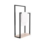 Wieszak na ręczniki stojący z podstawą drewnianą S