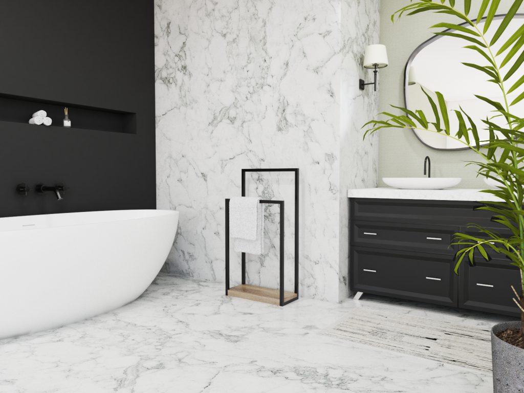 Wieszak na ręczniki stojący z podstawą drewnianą S - obrazek 3