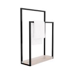 Wieszak na ręczniki stojący z podstawą drewnianą M