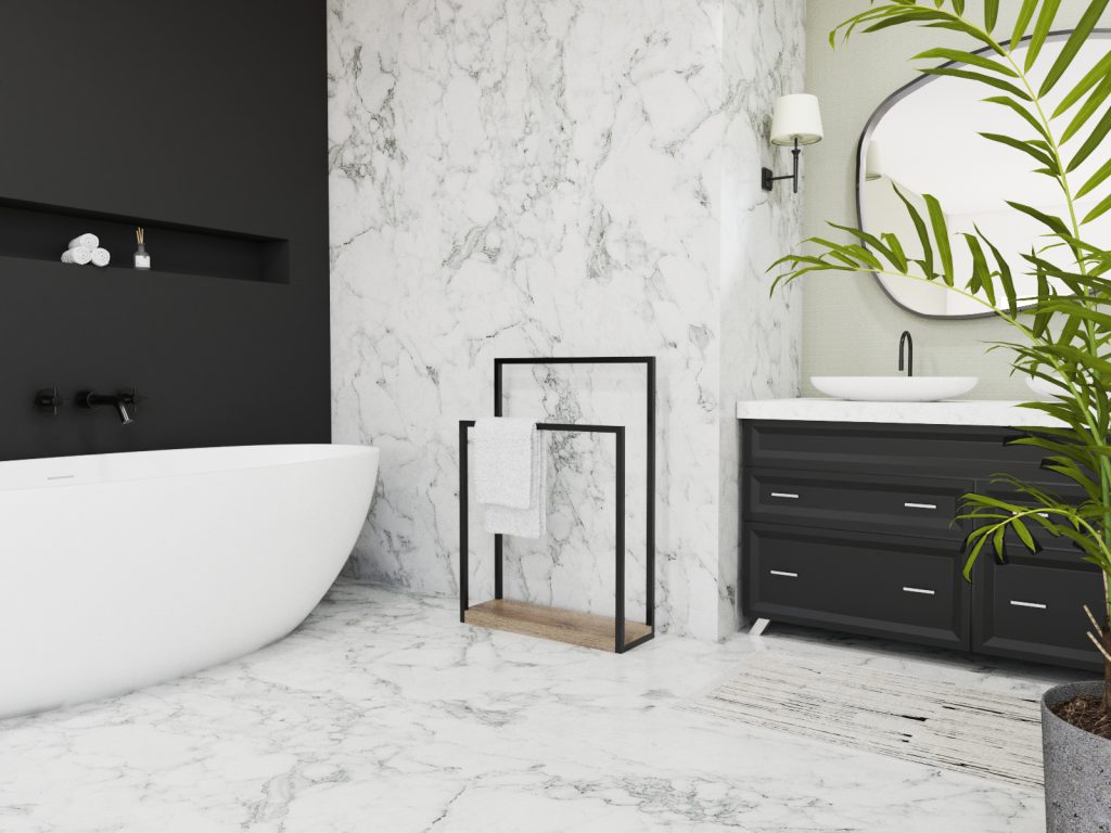 Wieszak na ręczniki stojący z podstawą drewnianą M - obrazek 3