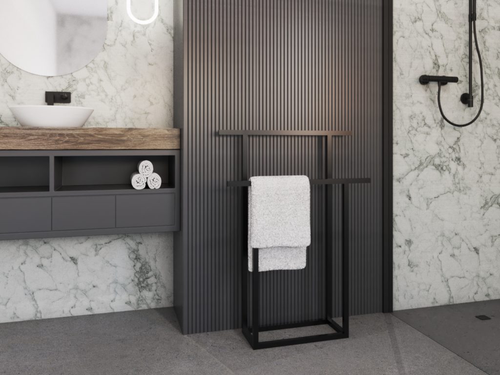 Wieszak na ręczniki T stojący metalowy M - obrazek 3