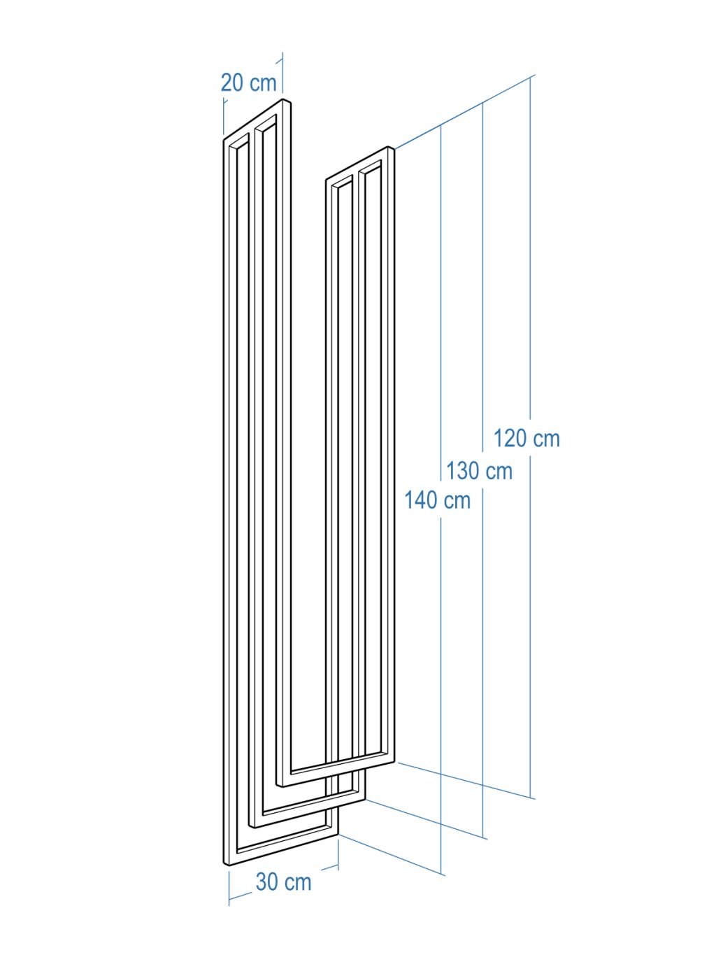 Wieszak na ręczniki sufitowy potrójny Long stal nierdzewna chrom XS - obrazek 5
