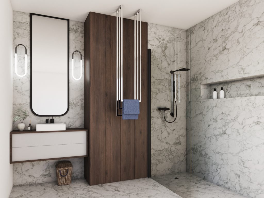 Wieszak na ręczniki sufitowy potrójny Long stal nierdzewna chrom XS - obrazek 3