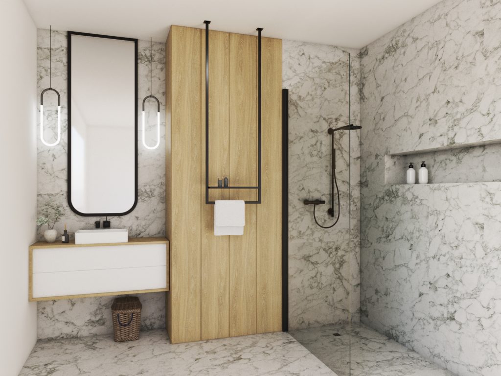 Wieszak na ręczniki sufitowy Long z półką S - obrazek 3