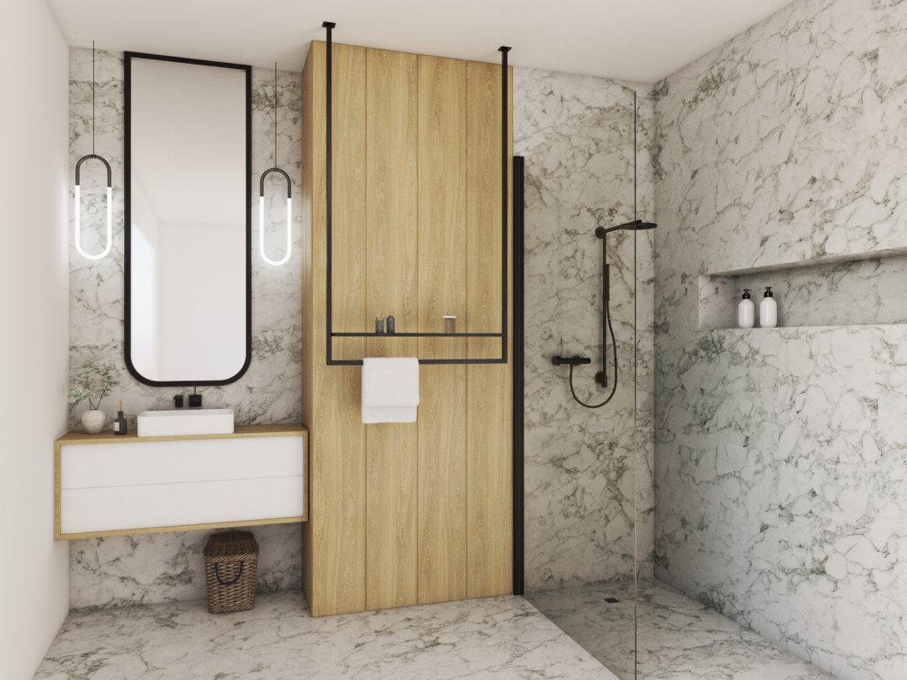 Wieszak na ręczniki sufitowy Long z półką L - obrazek 3