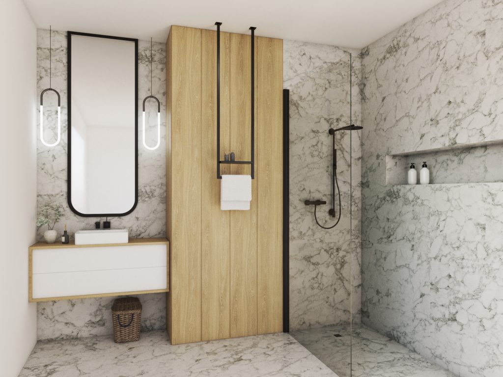 Wieszak na ręczniki sufitowy z półką XS - obrazek 3