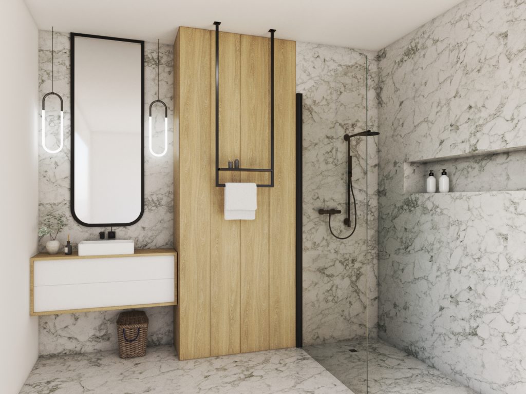 Wieszak na ręczniki sufitowy z półką S - obrazek 3