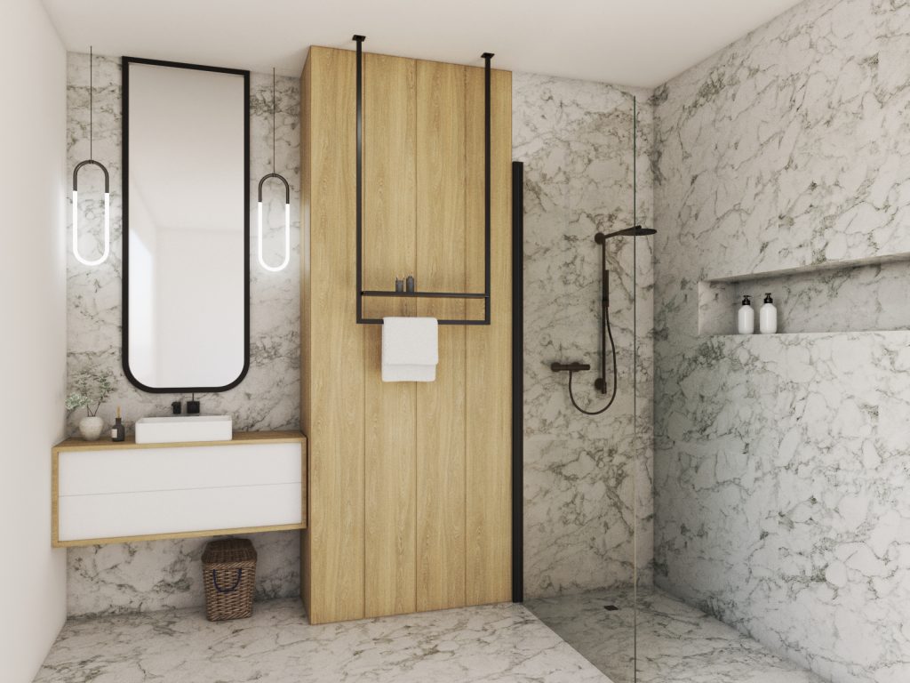 Wieszak na ręczniki sufitowy z półką M - obrazek 3