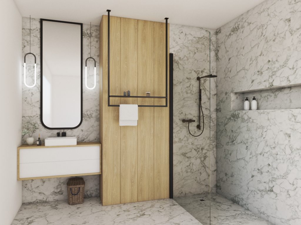 Wieszak na ręczniki sufitowy z półką L - obrazek 3