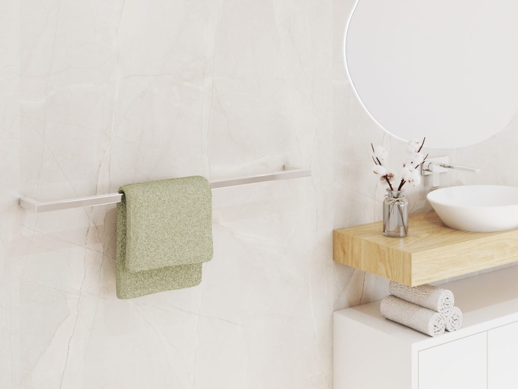 Wieszak na ręczniki ścienny pojedynczy stal nierdzewna chrom L - obrazek 4